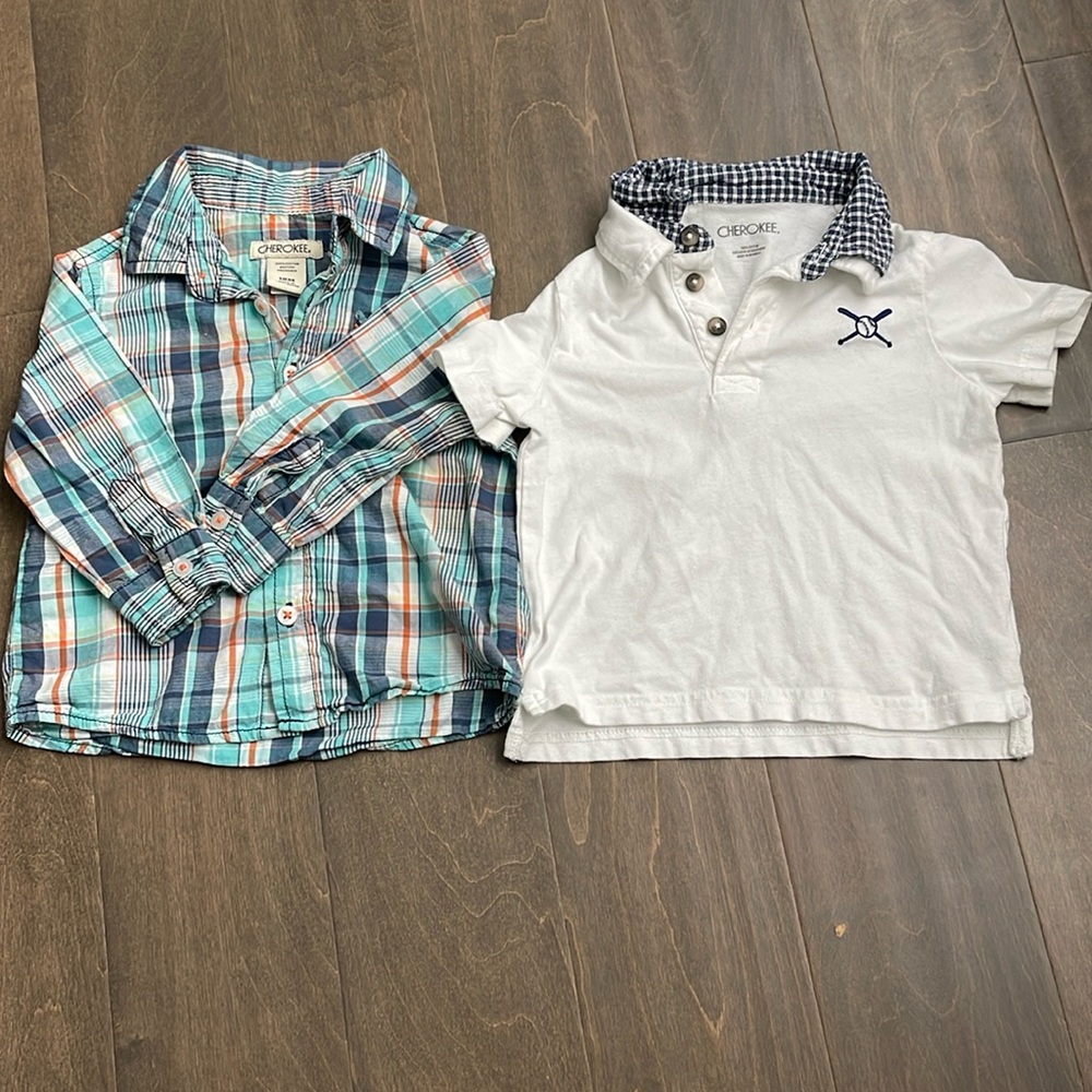 Cherokee 2 piece boy dress shirts size 18M